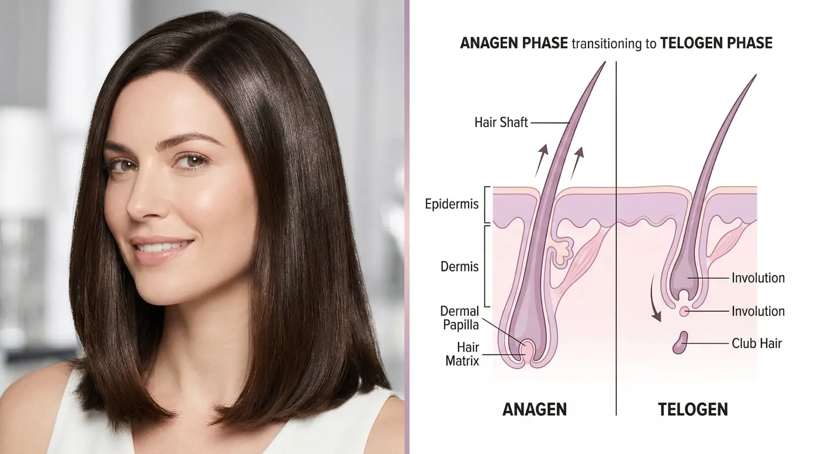 Illustration showing how hormonal factors create an invisible ceiling that stops hair growth at shoulder length